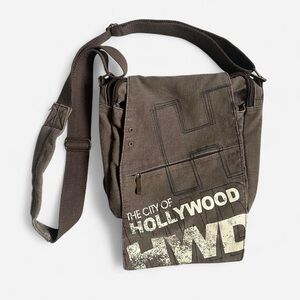 Robin Ruth Hollywood Brown Canvas Crossbody Messenger Bag